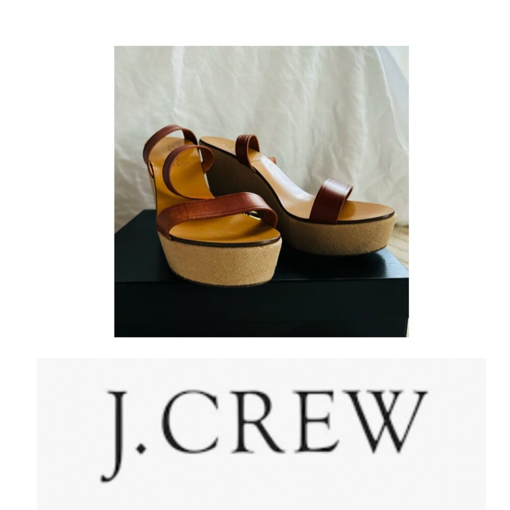 J CREW Strappy Italian Leather Wedges (Sz 9)